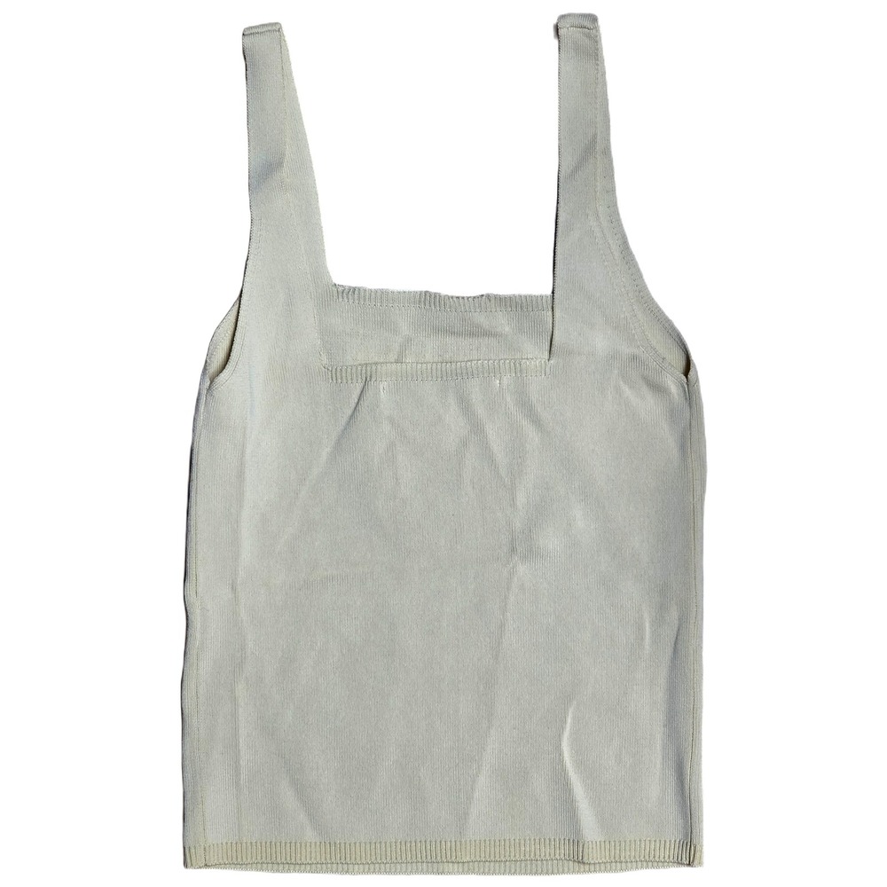 ZARA Women's Yellow Ribbed Square Neck Tank Top Sleeveless Knit‎ Camisole Size S